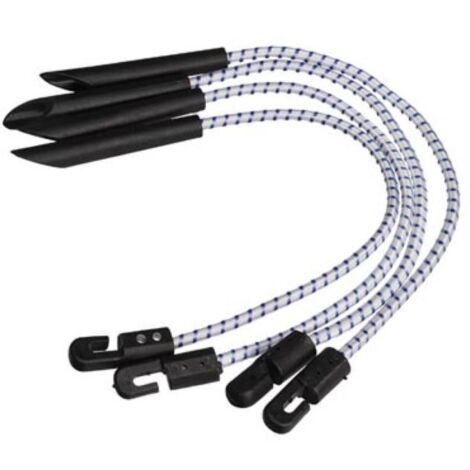 Perel Spanngummi für Abdeckplane, elastisch, mit Haken, Weiß/Schwarz, 4er Set