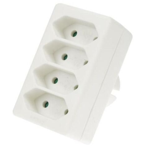 Perel Steckdosen-Verteiler, 4 Europastecker, Typ-E-Stecker, Polypropylen, Innenbereich, Weiß