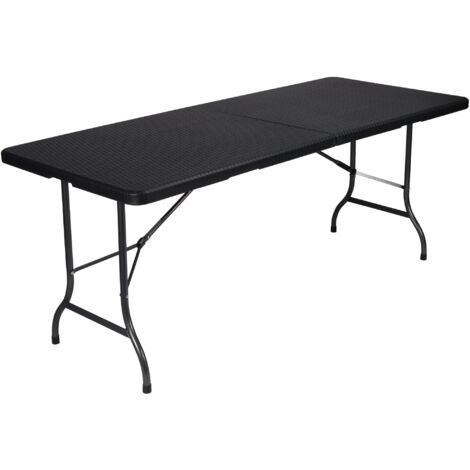 Perel – Table pliante 180 x 75 x 72 cm – Pliable avec poignée – Plateau HDPE et cadre en acier – Pour 6 personnes – Intérieur et extérieur