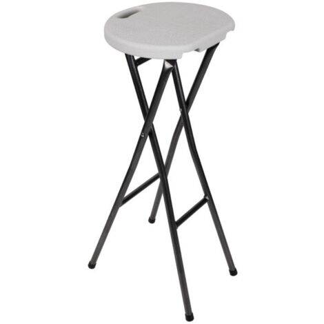 Perel – Tabouret de bar pliant en polyéthylène et acier – Hauteur 80 cm – Résistant aux chocs et intempéries – Charge max 150 kg