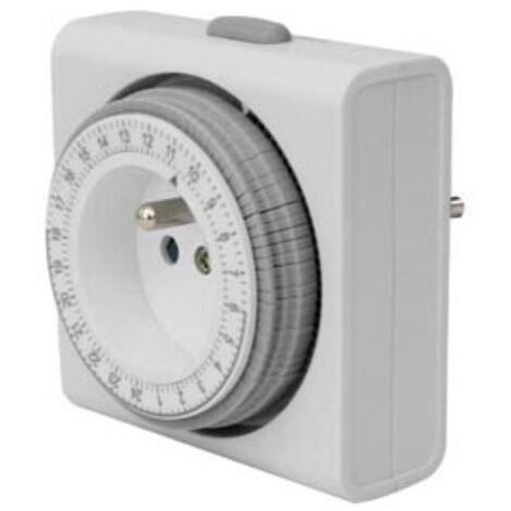 Perel Temporizador Compacto de 24 Horas, mecánico, 230 V, 16 A, 3680 W, FRANCÉS Tipo E, Blanco