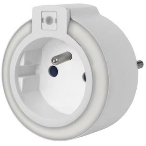Perel – Veilleuse LED avec capteur crépusculaire – Activation automatique à l'obscurité – 4 LEDs blanches – Prise intégrée pour appareils supplémentaires