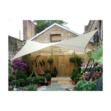 Perel – Voile d'ombrage carré 3.6 x 3.6 m – Polyester 160 g/m² – Couleur crème – Protection UV 90 % – Hydrofuge - RI8389