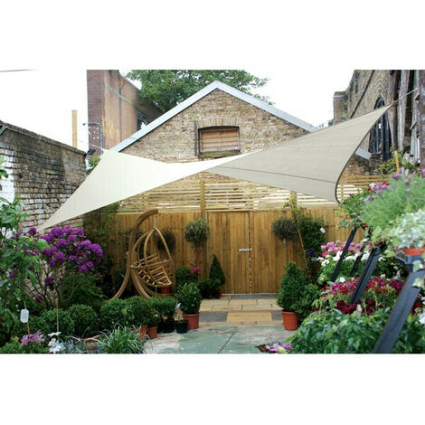 Perel Voile d'Ombrage Triangulaire/Carrée 5 m Auvent Parasol Crème/Taupe