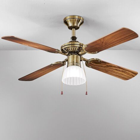 Perenz ventilatore da soffitto in metallo ottone brunito con luce 4 pale 105 cm altezza 42 cm energico ed elegante