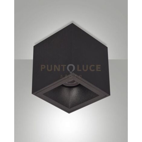 PEREZ PLAFONIERA NERA QUADRATA 1 LUCE ATTACCO GU10 L.9CM