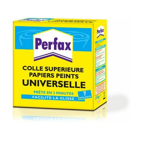 Colle pour papiers peints courants et épais – Haute adhérence – Prête en 3 minutes – Compatible avec fonds absorbants – Perfax