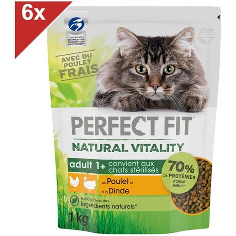 PERFECT FIT Natural Vitality Croquettes au Poulet et à la Dinde pour chat adulte (3x1kg)