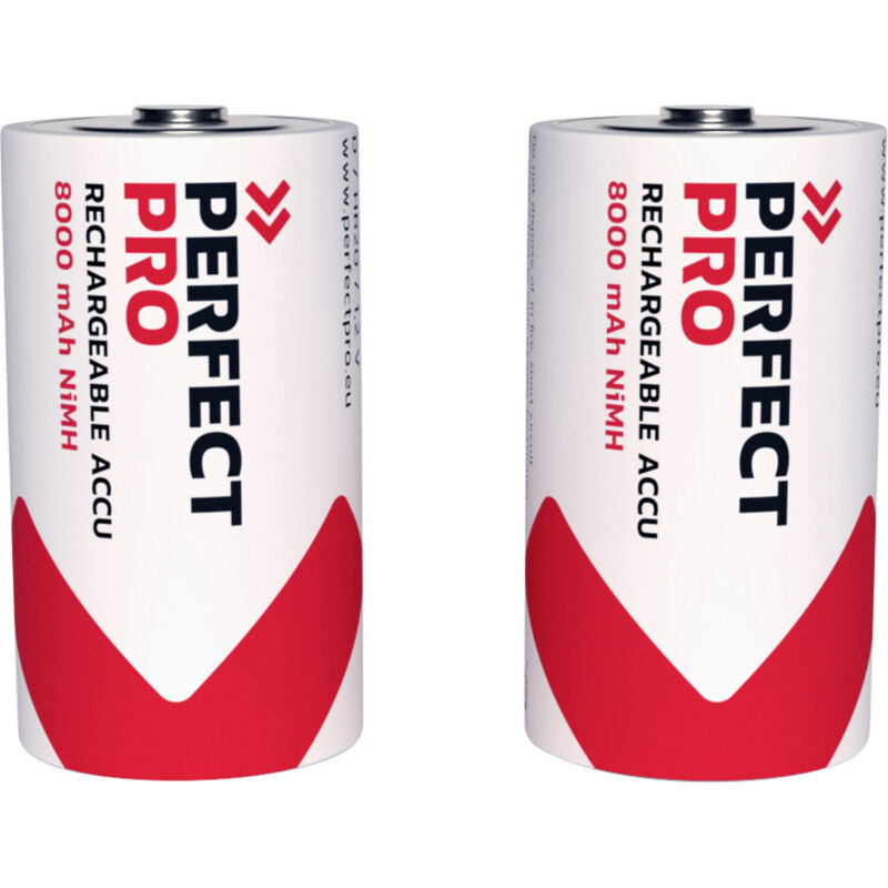 Perfectpro - Akku - 2 Stuck D-batterien Ni-mh - Wiederaufladbar Und Vorgeladen - 8000 Mah - 1, 2 Volt - Lange Lebensspanne - Ideal Für Lautsprecher