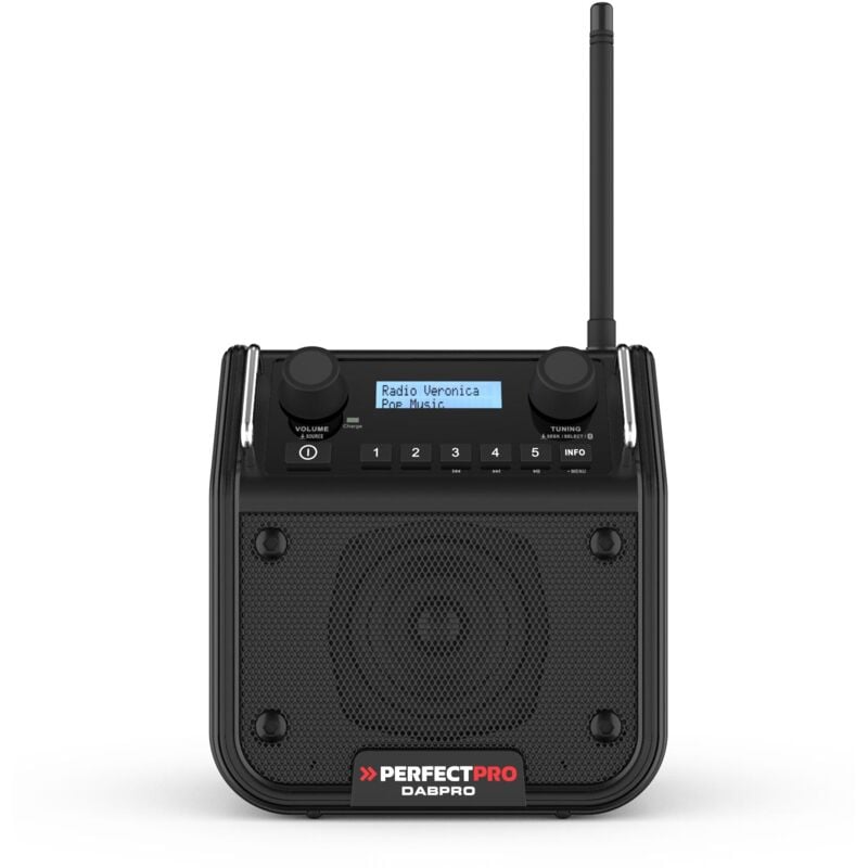 Radio de chantier dabpro avec alimentation secteur ou 4x c batteries rechargeables - Perfectpro