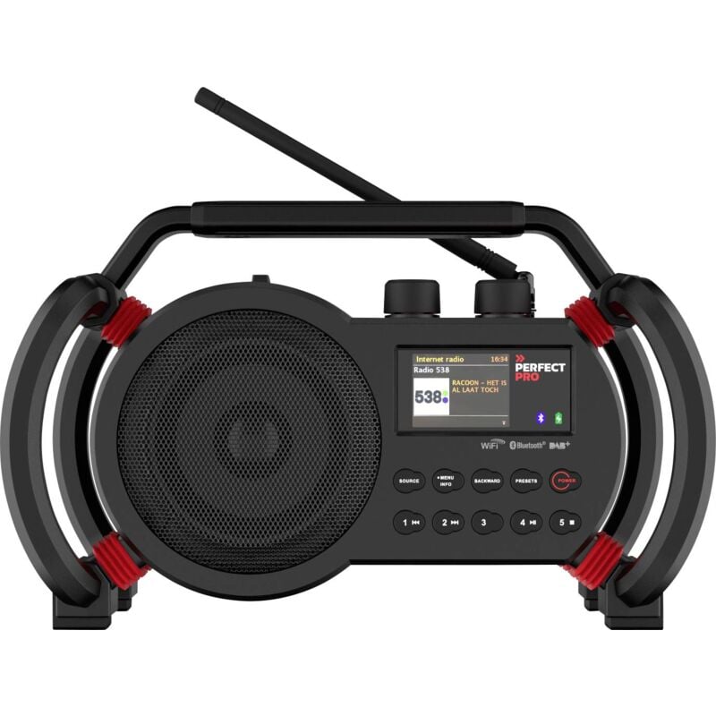 Perfectpro - NetBox Radio de chantier Internet, dab+, fm aux, Bluetooth, dab+, radio internet, fm, usb, WiFi fonction Powerbank, Spotify, protégé