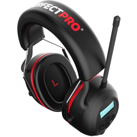 PerfectPro Protección auditiva EarProtection, Bluetooth, FM, DAB+, micrófono, protección auditiva recargable, USB-C, NRR 25 dB / SNR 31dB, protección auditiva de cápsula, IPX4, H-40, Negro , Talla