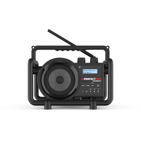 PerfectPro Radio de chantier DABBOX avec alimentation secteur ou 4x C batteries rechargeables