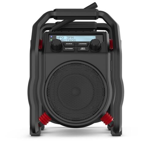 PerfectPro Radio de chantier UBOX400R avec alimentation secteur ou 9x piles AA rechargeables