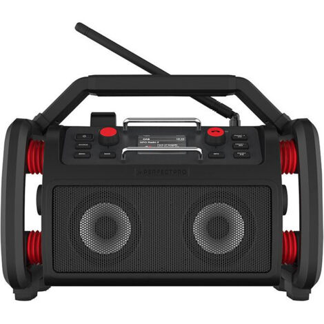 PerfectPro Radio para Obras Rockpro, Dab+ y recepción FM, Bluetooth, Incluye Cargador y batería de Litio integrada, Entrada AUX, IP65, RP2