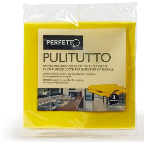 Perfetto 0264 Panno per la Pulizia Poliestere, Viscosa Giallo 3 pz