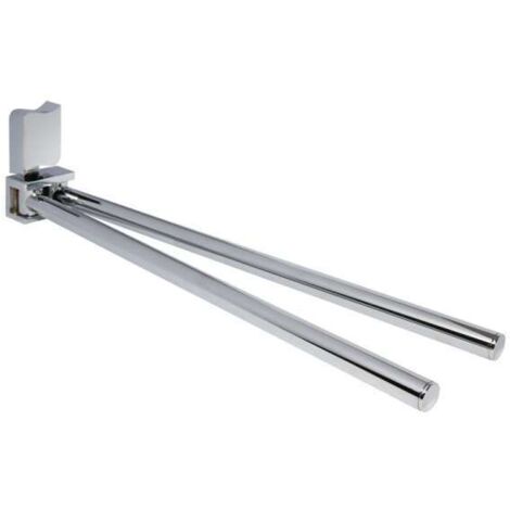 Perfetto 2 Handtuchhalter doppelt mit Dekor ''Welle'', Messing massiv, PERF-HTH2 verchromt