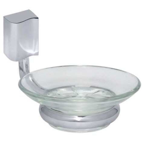 Perfetto 2 Seifenhalter mit Glaseinsatz (klar) mit Dekor ''Wal'', Messing massiv, PERF-SH2 chrom