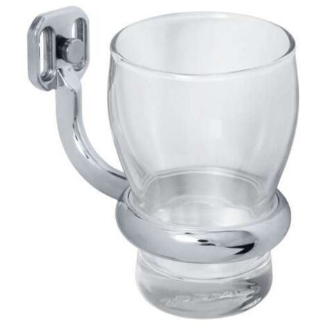 Perfetto 2 Zahnputzbecherhalter mit Glas (klar), Messing massiv, PERF-GH2 verchromt