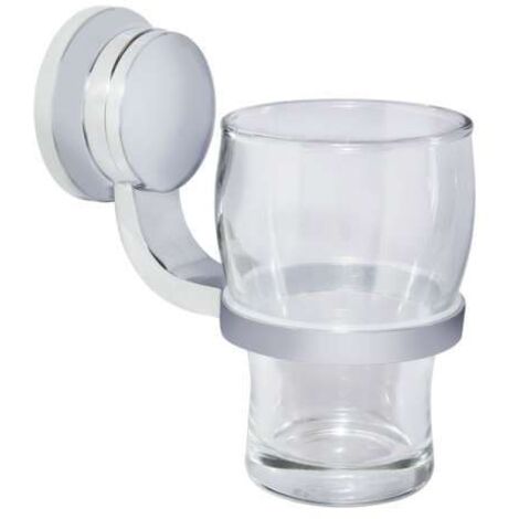 Perfetto 3 Zahnputzbecherhalter mit Glas (klar), Messing massiv, PERF-GH3 verchromt
