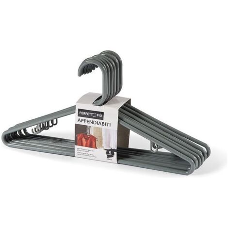 Perfetto Attaccapanni Plastica 8 Pezzi Cenere
