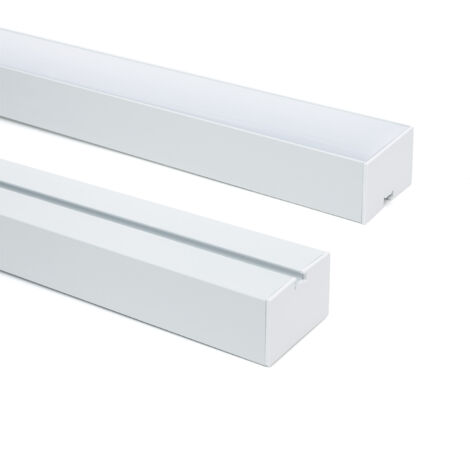 Perfil Aluminio Colgante XL para Tira LED hasta 45 mm con Tapa Continua Blanco 2 m Blanco traslúcido