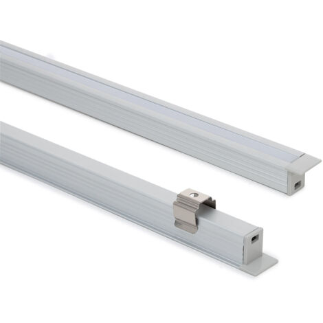 Perfil Aluminio Empotrable 2m para Tira LED hasta 6 mm Aluminio 2 m Blanco traslúcido