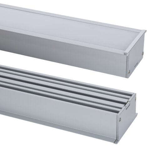 Perfil Aluminio Empotrable XL para Tiras LED hasta 40mm con Tapa Continua Aluminio 2 m Blanco traslúcido