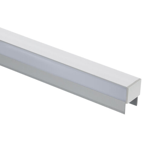 Perfil Aluminio Estantería para Tira LED hasta 12 mm con Tapa Continua Aluminio 2 m Blanco traslúcido