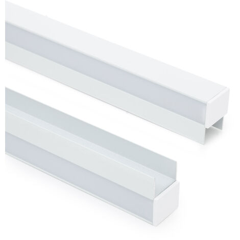 Perfil Aluminio Estantería para Tira LED hasta 12 mm con Tapa Continua Blanco 2 m Blanco traslúcido
