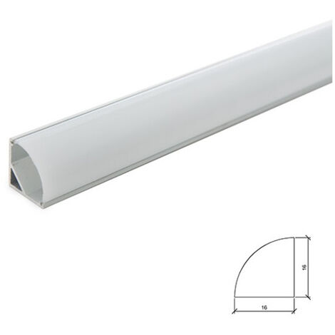 Perfíl Aluminio para Tira LED Instalación Esquinas - Difusor Opal x 1M