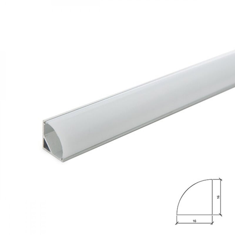 

Perfíl Aluminio para Tira LED Instalación Esquinas - Difusor Opal x 2M (SU-A1616)