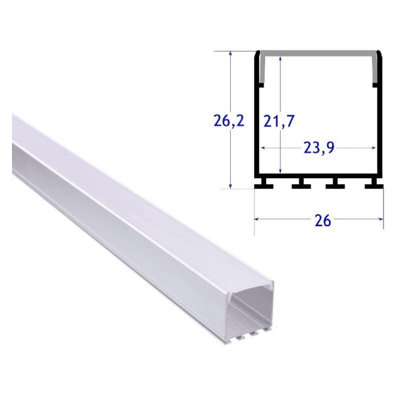 

Perfil aluminio superficie colgante 26 mm con tapa 2 metros - Jandei