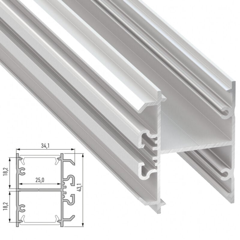 

Perfil Aluminio Tipo DOPIO 2,02M | Lacado Blanco (LL-10-0194-20)