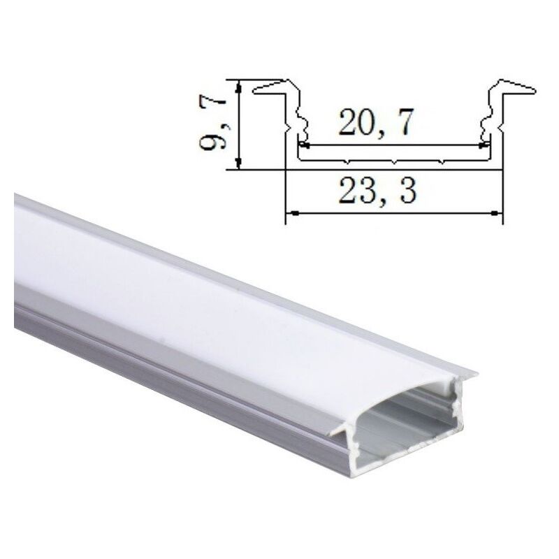 

Perfil Aluminio Tira led 2 Metros empotrar 23,3 * 9,7mm con Tapa - Jandei