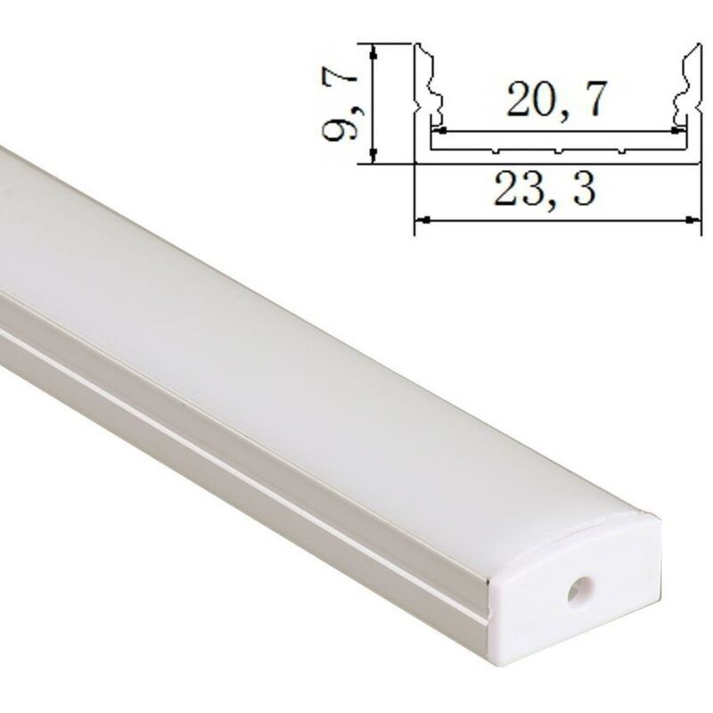 

Perfil aluminio tira led 2 metros superficie 23,3 * 9,7mm con tapa - Jandei