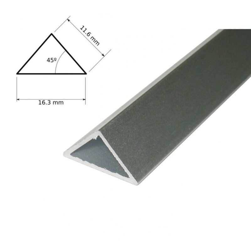 

Perfil aluminio tira led 2 metros triangular isósceles 16,3 x 11,3 45º - Jandei