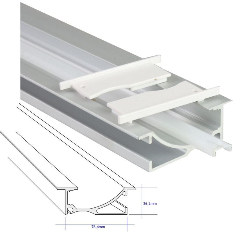 

Perfil Aluminio Tira led 2 Metros zocalo 76,4 * 26,2mm con Tapa - Jandei