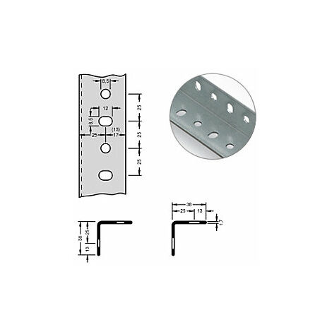 Perfil angular de acero para sistema modular  38 x 38 x 1,7 mm 