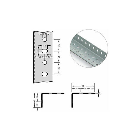 Perfil angular de acero para sistema modular  65 x 42 x 2 mm 