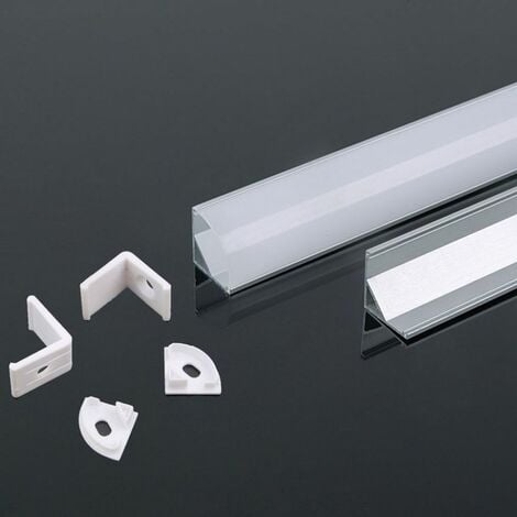 Perfil angular de aluminio plateado para tira LED (L mà¡x.: 10,5 mm) Cubierta satinada 2000 x 15,8 x 15,8 mm