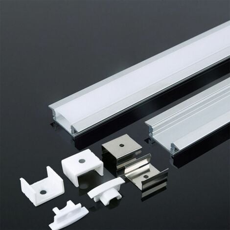 Perfil de aluminio blanco para tira LED empotrada (L mà¡x.: 12,4 mm) 2000 x 24,7 x 7 mm