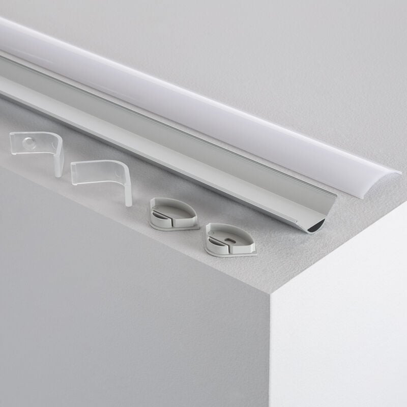 

Perfil de Aluminio Esquina con Tapa Continua para Tira LED hasta 20 mm .4m Tapa Traslúcida Circular - 4m