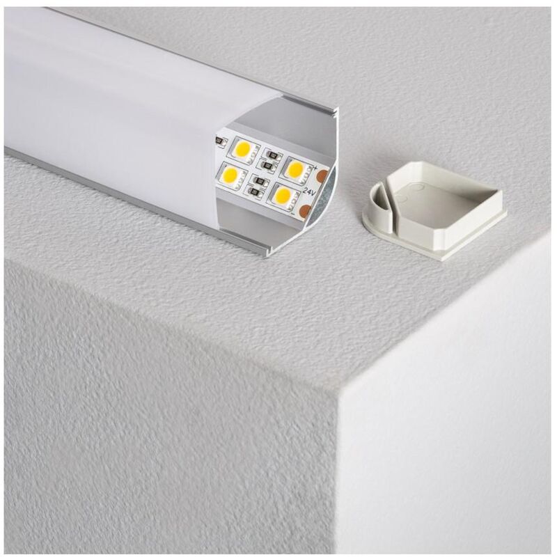 

Perfil de Aluminio Esquina con Tapa Continua para Tira LED hasta 20 mm 8m Tapa Traslúcida 90º - 8m