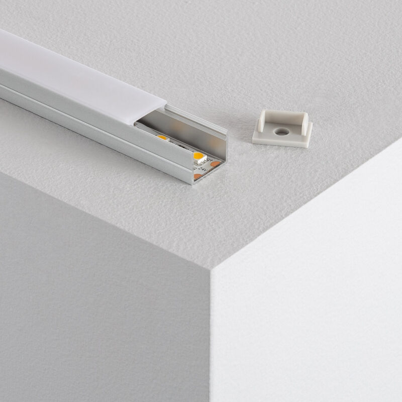

Perfil de Aluminio de Superficie con Tapa Continua para Tiras LED hasta 16 mm 5m Tapa Traslúcida - 5m