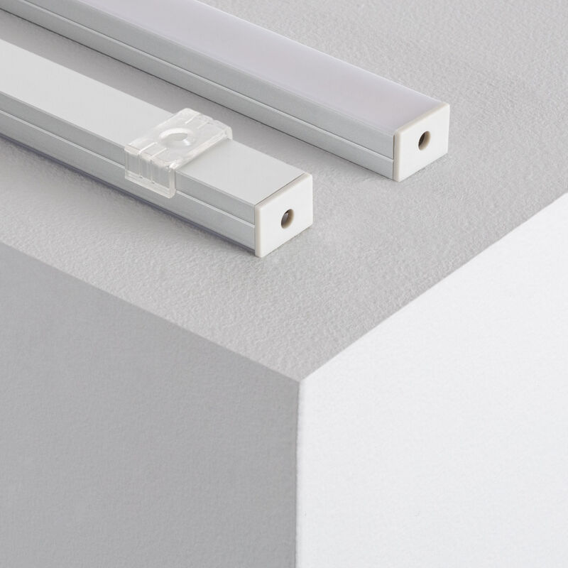 

Perfil de Aluminio de Superficie con Tapa Continua para Tiras LED hasta 16 mm .7m Tapa Traslúcida - 7m