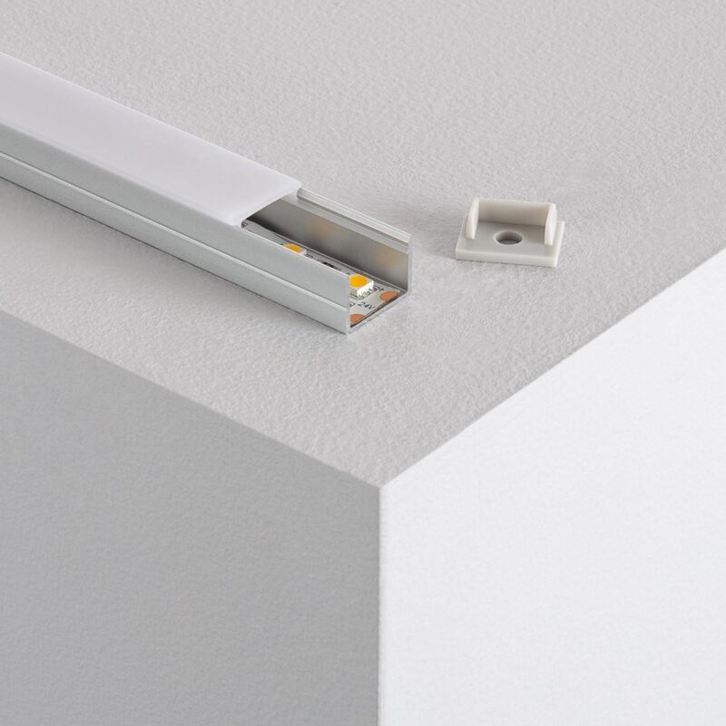 

Perfil de Aluminio de Superficie con Tapa Continua para Tira LED hasta 15 mm .1m Tapa Traslúcida - 1m