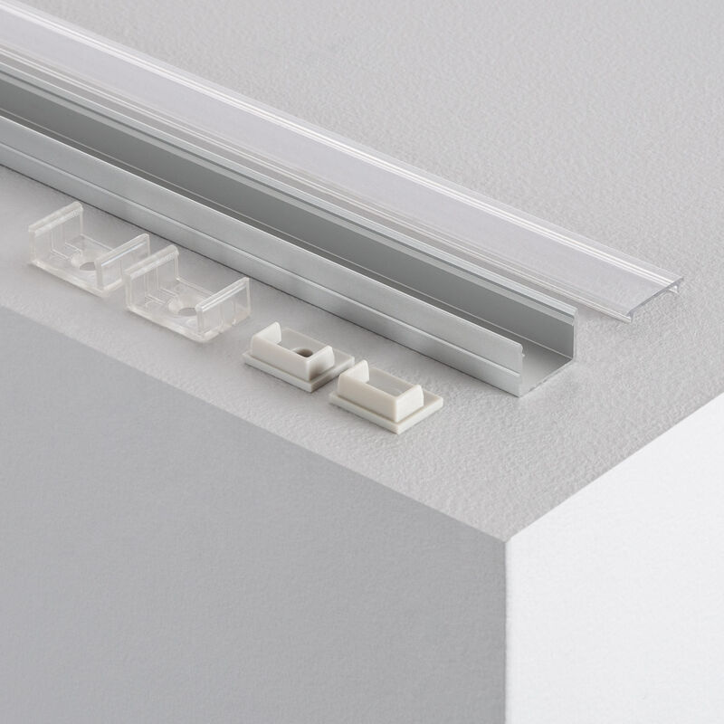 

Perfil de Aluminio de Superficie con Tapa Continua para Tira LED hasta 15 mm 1m Tapa Transparente - 1m
