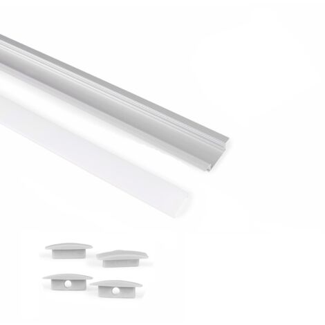 Perfil de aluminio de empotrar con difusor - Tira LED hasta 12 mm - 2 metros