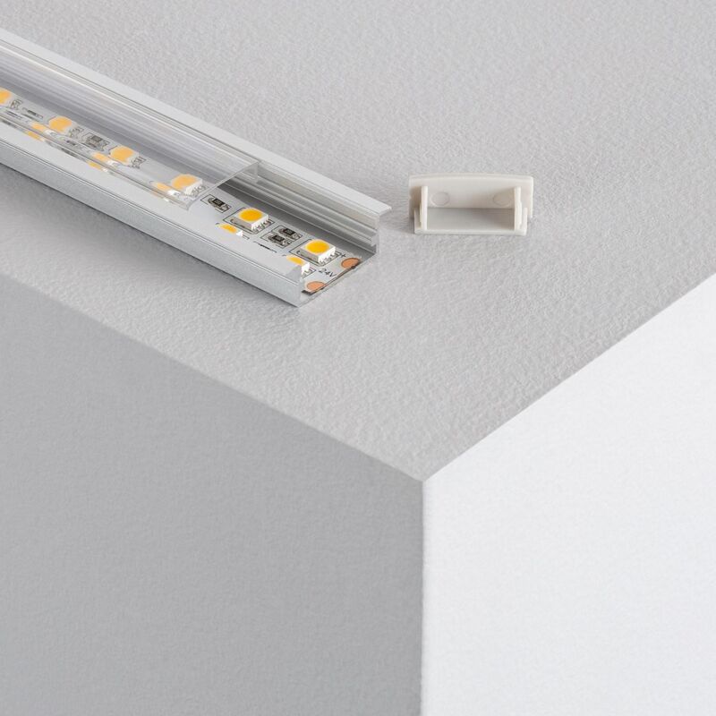 

Perfil de Aluminio Empotrable con Tapa Continua para Doble Tira LED hasta 18 mm 2m Tapa Transparente - 2m